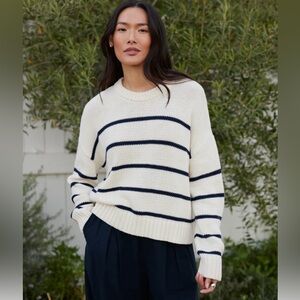 NWOT Jenni Kayne Chloe cotton crew neck size small in cream/black stripe